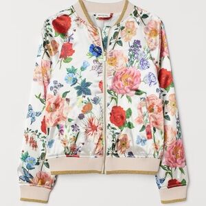 Nathalie Lete x H&M Satin Floral Bomber Jacket. Size 14 Youth